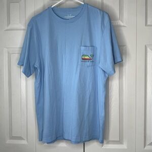 Vineyard Vines Light Blue Rasta Whale‎ Pocket Tee T-Shirt Men's Size Small M